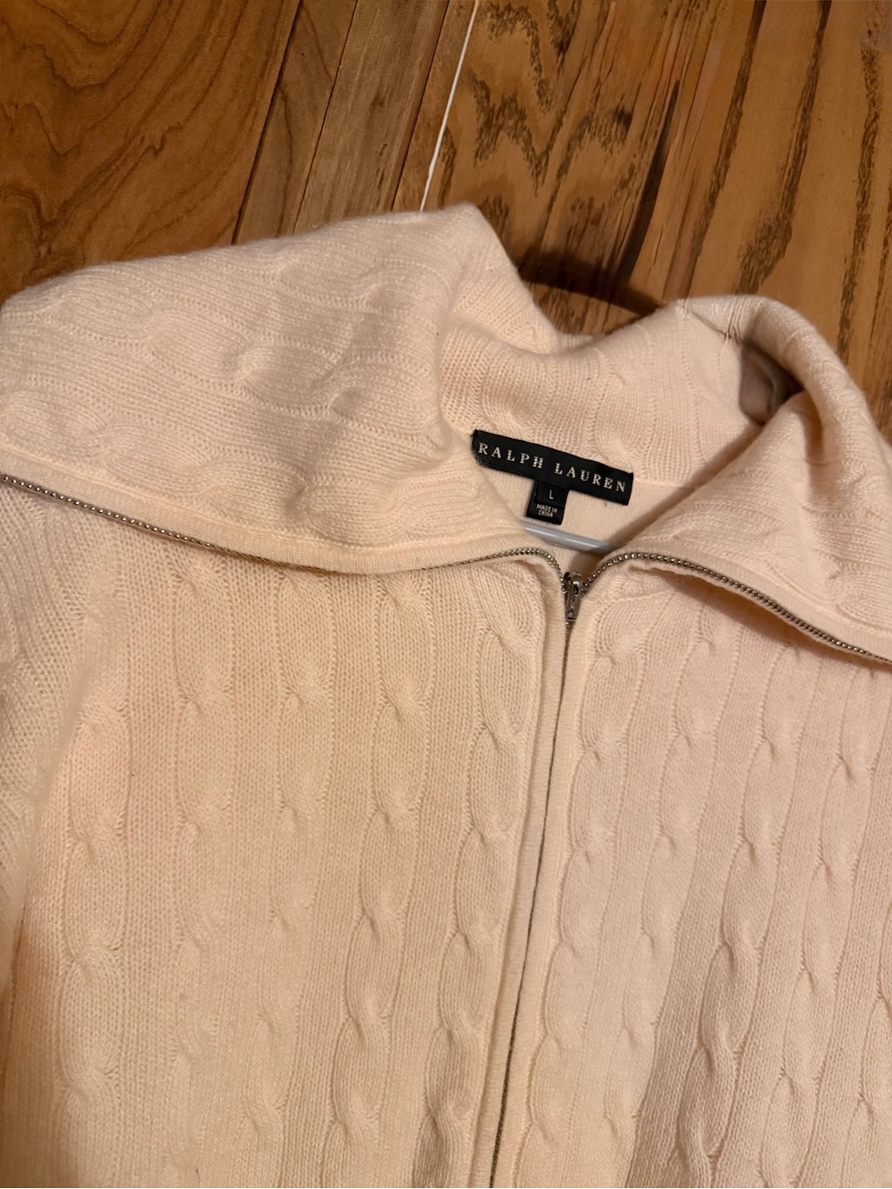 Ralph Lauren Pale Cream Cable-Knit Zip Cardigan - Picture 5 of 6